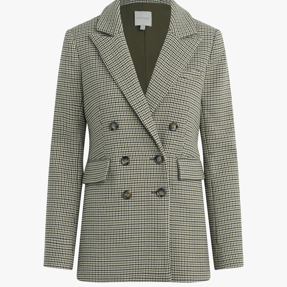 Favorite Daughter Green Houndstooth Blazer